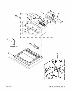 Top And Console Parts Diagram and Parts List for 11068002011  Kenmore Dryer