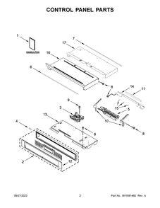 Control Panel Parts Diagram and Parts List for KODE500EWH21  KitchenAid Wall Oven