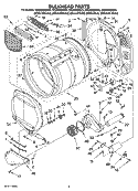 BULKHEAD PARTS Diagram and Parts List for WGD9400SW0  Whirlpool Dryer