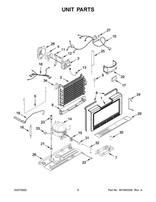 Unit Parts Diagram and Parts List for WZF34X18DW07  Whirlpool Freezer