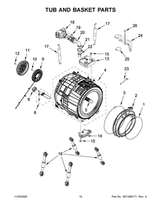 Tub And Basket Parts Diagram and Parts List for WFW862CHC3  Whirlpool Washer