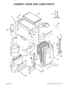 Cabinet, Door And Liner Parts Diagram and Parts List for KUID508ESS1  KitchenAid Ice Maker