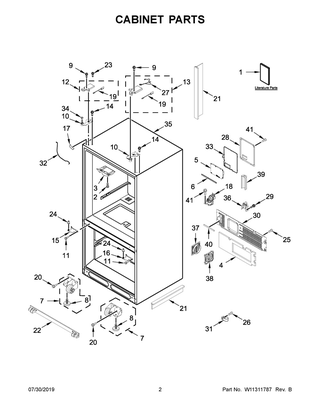 Cabinet Parts Diagram and Parts List for WRF954CIHZ01  Whirlpool Refrigerator