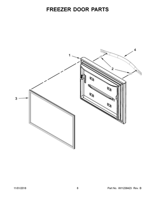 Freezer Door Parts Diagram and Parts List for WRF560SMHB00  Whirlpool Refrigerator