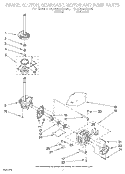 BRAKE, CLUTCH, GEARCASE, MOTOR & PUMP Diagram and Parts List for GLSR5233AW0  Whirlpool Washer