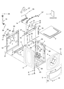 Top And Cabinet Parts Diagram and Parts List for WFW8500SR00  Whirlpool Washer