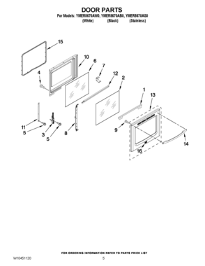 04 - DOOR PARTS Diagram and Parts List for YMER8670AB0  Whirlpool Range