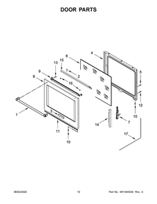 Door Parts Diagram and Parts List for KSDG950ESS2  Whirlpool Range