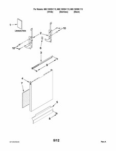 Door And Panel Parts Diagram and Parts List for 66513039K113  Kenmore Dishwasher