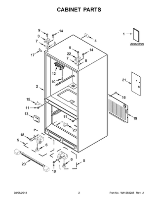 Cabinet Parts Diagram and Parts List for WRF532SNHZ01  Whirlpool Refrigerator