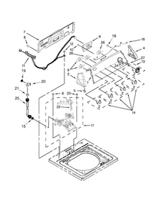 Controls And Water Inlet Parts Diagram and Parts List for 1CWTW4840YW1  Whirlpool Washer