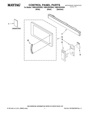 01 - CONTROL PANEL PARTS Diagram and Parts List for YMMV4203DB00  Whirlpool Microwave