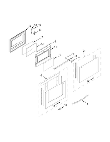 Lower Door Parts Diagram and Parts List for WGG555S0BW07  Whirlpool Range