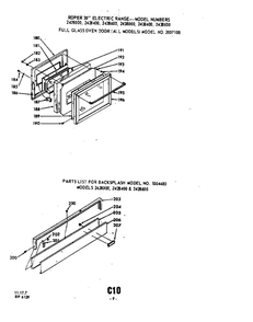 Door And Backsplash Diagram and Parts List for 2438000  Roper Range