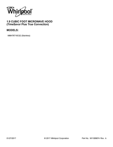 Cover Sheet Diagram and Parts List for WMH76719CS2  Whirlpool Microwave