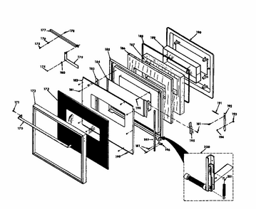 Black Glass Door Diagram and Parts List for 8504247340  Kenmore Range