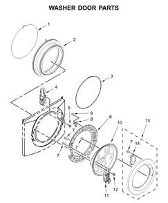 Washer Door Parts Diagram and Parts List for CET9000GQ0  Whirlpool Washer Dryer Combo