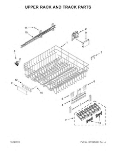 Upper Rack And Track Parts Diagram and Parts List for KDTE204EBL3  KitchenAid Dishwasher