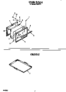 Oven Door Diagram and Parts List for F4307*1  Roper Range
