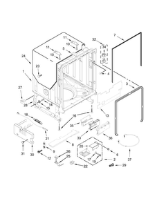 Tub And Frame Parts Diagram and Parts List for KDTM384ESS0  KitchenAid Dishwasher