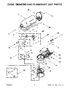 Case, Gearing And Planetary Unit Parts Diagram and Parts List for 5KSM180LECLB0  KitchenAid Mixer