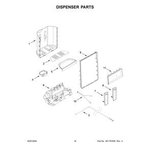Dispenser Parts Diagram and Parts List for WRSF6536RZ00  Whirlpool Refrigerator