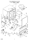 TUB ASSEMBLY Diagram and Parts List for RUD5750HB0  Roper Dishwasher