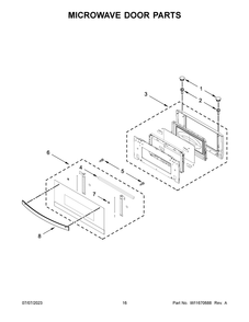Microwave Door Parts Diagram and Parts List for WOEC7030PZ00  Whirlpool Microwave Oven Combo