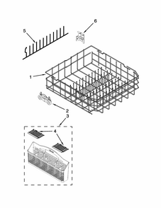 Lower Rack Parts Diagram and Parts List for 66513042K116  Kenmore Dishwasher