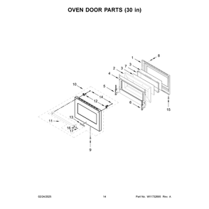 Oven Door Parts (30 In) Diagram and Parts List for KFDC558JMB03  KitchenAid Range