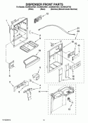 DISPENSER FRONT PARTS Diagram and Parts List for GC5NHAXVB01  Whirlpool Refrigerator