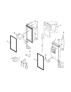 Refrigerator Door Parts Diagram and Parts List for WRV976FDEM00  Whirlpool Refrigerator