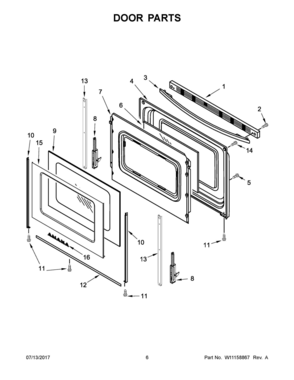 04 - DOOR PARTS Diagram and Parts List for YAER6303MFW1  Whirlpool Range