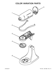 Color Variation Parts Diagram and Parts List for 5KSM150PSBSA4  KitchenAid Mixer