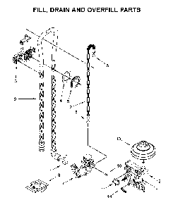 Fill, drain and overfill parts Diagram and Parts List for 66514502N020  Kenmore Dishwasher
