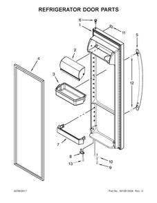 Refrigerator Door Parts Diagram and Parts List for WRS325FDAT04  Whirlpool Refrigerator
