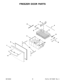 06 - Freezer Door Parts Diagram and Parts List for WRMF3636RW00  Whirlpool Refrigerator