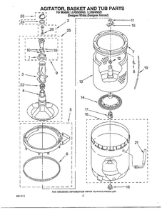 Agitator/basket And Tub Diagram and Parts List for LLR9245DQO  Whirlpool Washer
