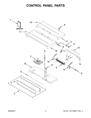 02 - CONTROL PANEL PARTS Diagram and Parts List for WODA7EC0HZ00  Whirlpool Wall Oven