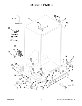 Cabinet Parts Diagram and Parts List for WRS325SDHB01  Whirlpool Refrigerator
