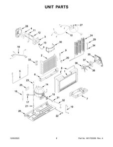 Unit Parts Diagram and Parts List for WZF79R20DW08  Whirlpool Freezer