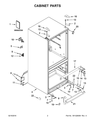 Cabinet Parts Diagram and Parts List for WRFA60SFHZ00  Whirlpool Refrigerator