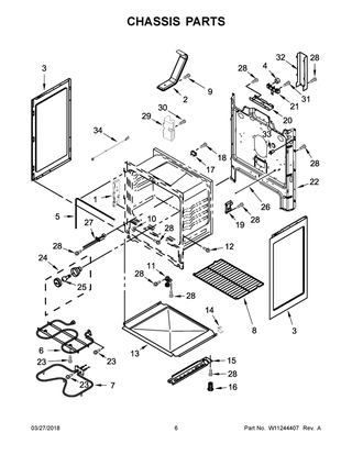Chassis Parts Diagram and Parts List for YIES350XW4  Whirlpool Range