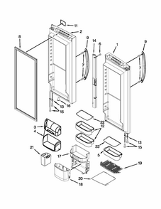 Refrigerator Door Diagram and Parts List for 59679539018  Kenmore Refrigerator