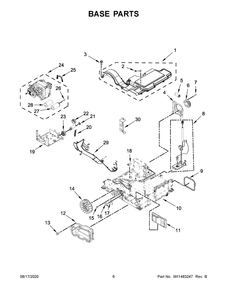 Base Parts Diagram and Parts List for WHD560CHW2  Whirlpool Dryer