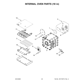 Internal Oven Parts (18 In) Diagram and Parts List for KFDC558JPA03  KitchenAid Range