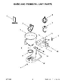 Base And Pedestal Unit Parts Diagram and Parts List for 5KSM192XDABK0  KitchenAid Mixer