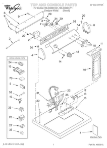 Top And Console/lit/optional Diagram and Parts List for OEM3-7MLGQ8857JQ1  Whirlpool Dryer