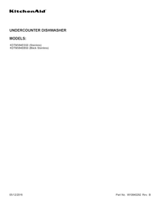 Cover Sheet Diagram and Parts List for KDTM384ESS0  KitchenAid Dishwasher