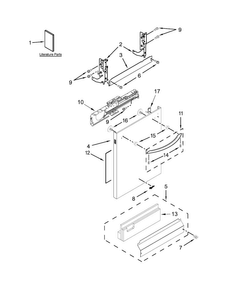 Door And Panel Parts Diagram and Parts List for WDT920SADH1  Whirlpool Dishwasher